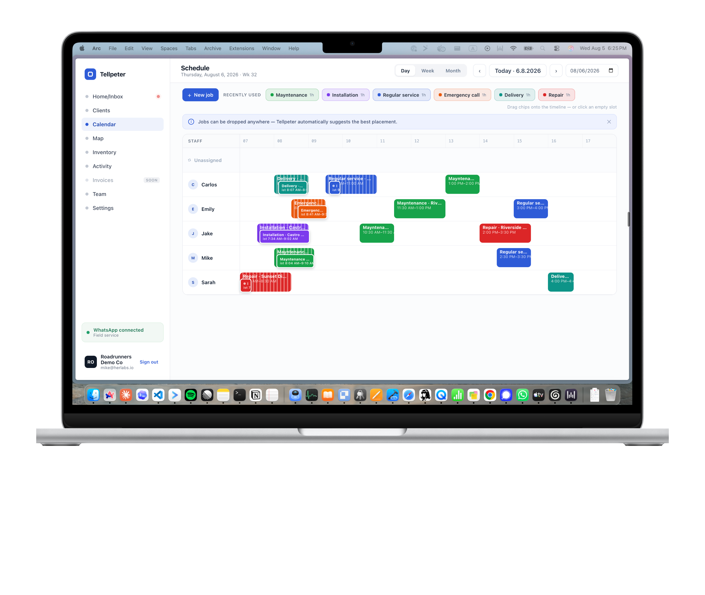 MacBook with the Tellpeter schedule